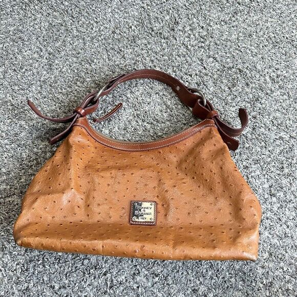 Dooney & Bourke Ostrich Hobo Shoulder Bag Brown Leather Zip Purse - Picture 12 of 12